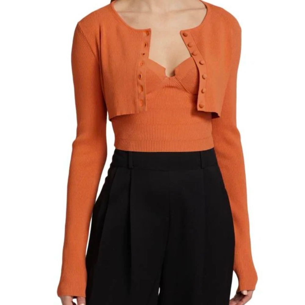 ALTUZARRA orange cropped cardigan sweater